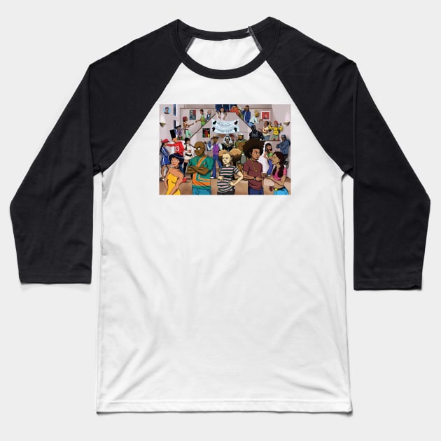 Black Cartoon Reunion #1 Baseball T-Shirt by TreTre_Art